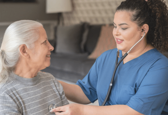 Nurse providing in-home care